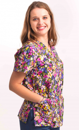 Bluza Bumbac Gradina Cu Flori Mov [1]