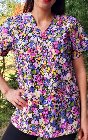 Bluza Bumbac Gradina Cu Flori Mov [3]
