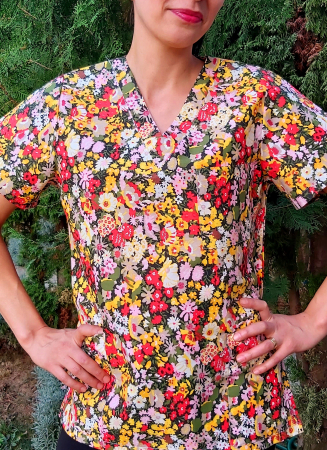 Bluza Bumbac Gradina Cu Flori Rosii [3]
