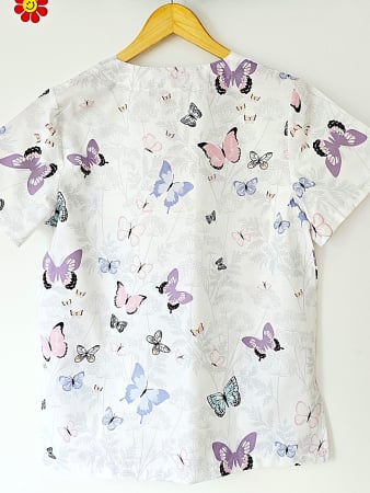 Bluze unisex cu imprimeuri - bluza-bumbac-gradina-cu-fluturasi-mov-si-roz