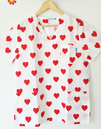 Bluze unisex cu imprimeuri - bluza-bumbac-inimioare-mari-rosii-fond-alb