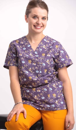 Bluze unisex cu imprimeuri - Bluza Bumbac Liana Fond Mov Pal