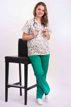 Bluza Bumbac Margarete Albe Fond Bleu [3]