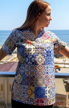 Bluza Bumbac Mozaic Albastru [2]