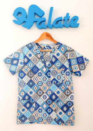 Bluza Bumbac Mozaic Bleu Si Albastru [2]