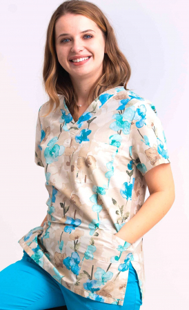 Bluze Medicale - Bluza Bumbac Orhidee Bleu