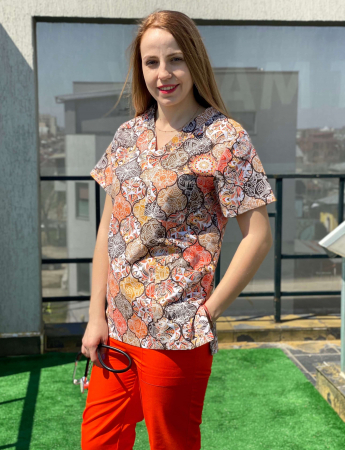 Bluza bumbac Orient 2 portocaliu si galben [7]