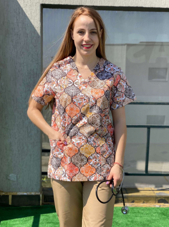 Bluza bumbac Orient 2 portocaliu si galben [6]