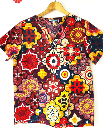 Bluze Medicale - bluza-bumbac-orientica-rosu-3d