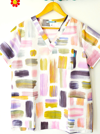 Bluze Medicale - bluza-bumbac-picasso-roz-si-mov