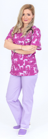 Bluza bumbac pisicute fond violet [7]