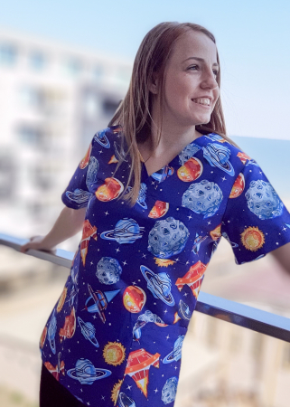 Bluza Bumbac Planete Si Meteoriti Fond Indigo [1]