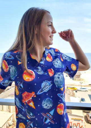 Bluza Bumbac Planete Si Meteoriti Fond Indigo [0]