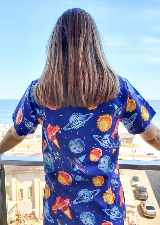 Bluza Bumbac Planete Si Meteoriti Fond Indigo [2]