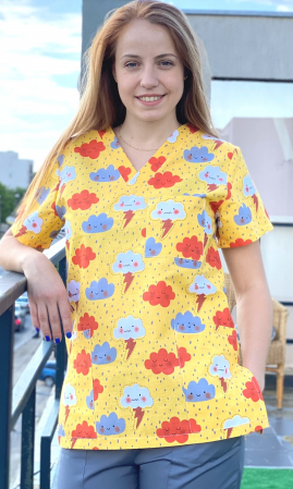 Bluza bumbac Ploaie de vara fond galben [4]