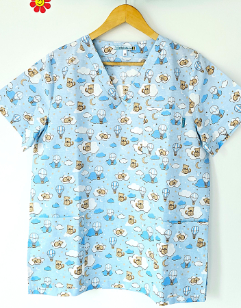 Bluze Medicale - bluza-bumbac-primii-pasi-fond-bleu