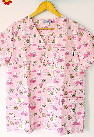 Bluze Medicale - bluza-bumbac-primii-pasi-fond-roz