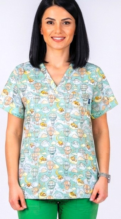 Bluze unisex cu imprimeuri - bluza-bumbac-ursuletul-calator-fond-vernil