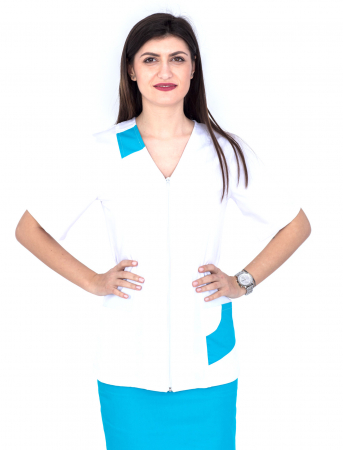 Halat alb cu fermoar si insertie turquoise [4]