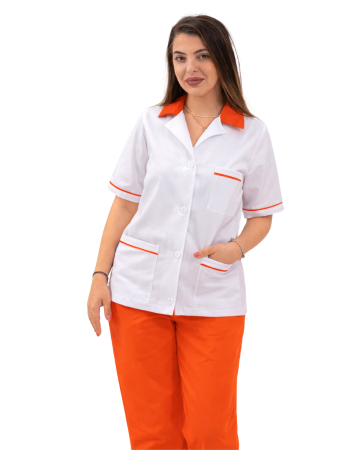 Halat alb scurt, guler Portocaliu [7]