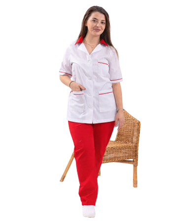 Halat alb scurt, guler rosu [3]