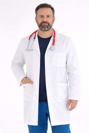 Halate medicale barbati - Halat barbati alb, lung, maneca lunga