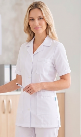Halate medicale femei - Halat Bianca alb, maneca scurta