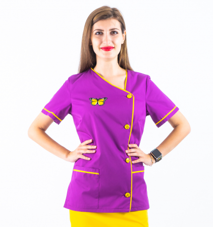Halate medicale femei - Halat P2 violet si galben