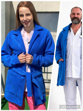 Articole din Polar - Halat polar albastru royal - scurt