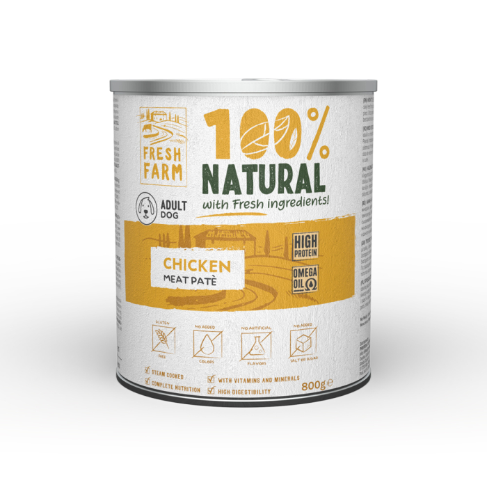 Conserva pentru caini Fresh Farm Pate cu pui 800 gr