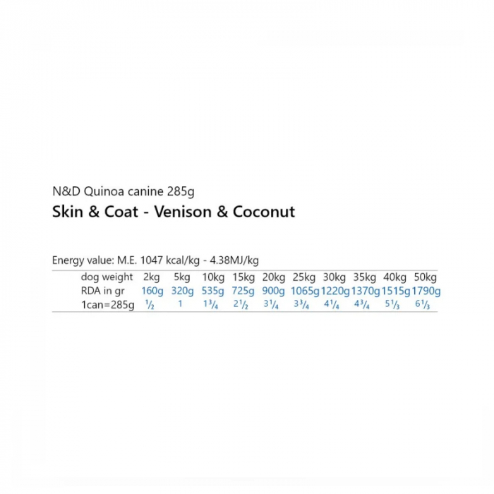 Conserva pentru caini N&D Quinoa Skin & Coat cu vanat & cocos 285 gr [2]