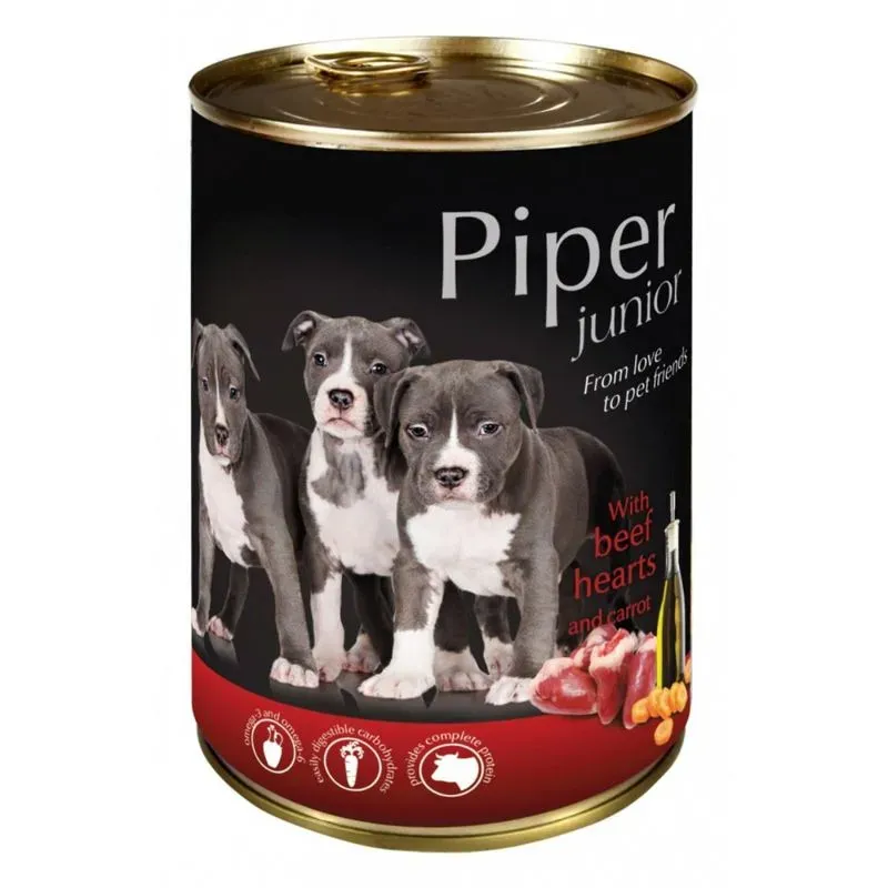 Conserva pentru caini Piper Junior cu inima de vita  morcov 400 gr