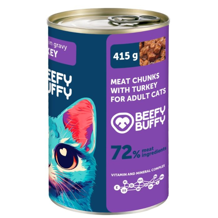 Conserva pentru pisici Beefy Buffy cu curcan 415 gr [2]