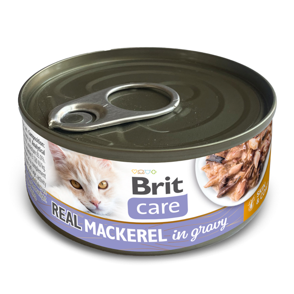 Conserva pentru pisici Brit Care Real Mackerel in Gravy 80 gr