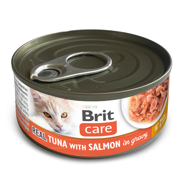 Conserva pentru pisici Brit Care Real Tuna   Salmon in Gravy 80 gr