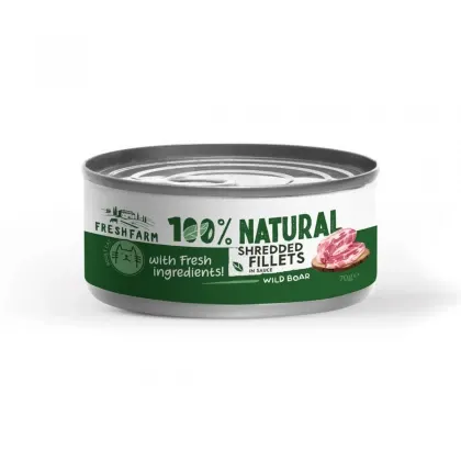 Conserva pentru pisici Fresh Farm Schredded Fillets cu rata  pui in sos 70 gr