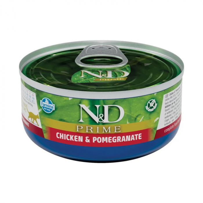Conserva pentru pisici ND Prime Adult pui  rodie 70 gr