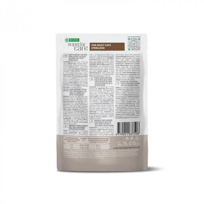 Gustari pentru pisici N.P. Superior Care Sterilised cu ton 70 gr [2]