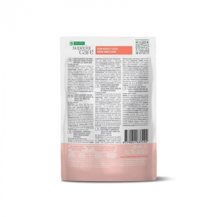 Gustari pentru pisici N.P. Superior Care Skin & Coat cu ton & creveti 70 gr [2]
