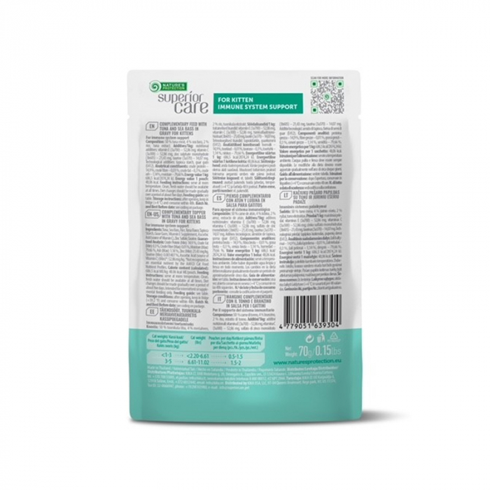 Gustari pentru pisici N.P. Superior Care Immune System Suport Kitten cu ton & biban 70 gr [2]
