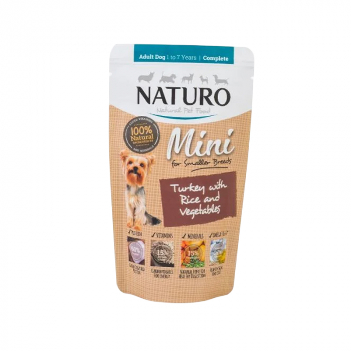 Hrana umeda pentru caini Naturo Mini Adult cu curcan 150 gr