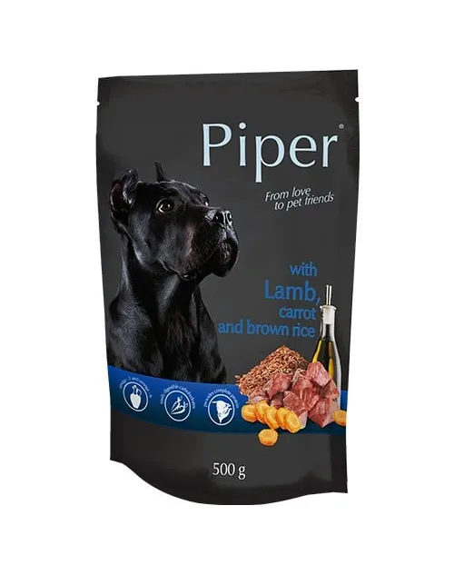 Hrana umeda pentru caini Piper Adult cu miel  morcov 500 gr