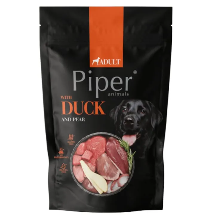 Hrana umeda pentru caini Piper Adult cu rata  pere 500 gr
