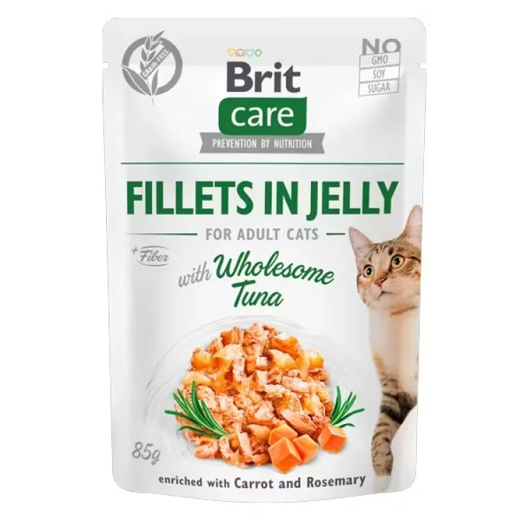 Hrana umeda pentru pisici Brit Fillets in Jelly Wholesome Tuna 85 gr