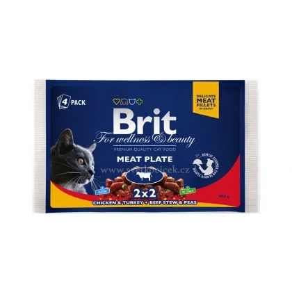 Set 4 buc x Hrana umeda pentru pisici Brit Premium Multipack Felii de carne 100 gr
