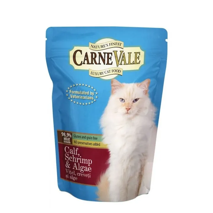 Hrana umeda pentru pisici Carnevale cu vita, creveti  alge 85 gr