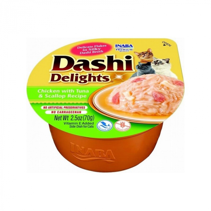 Hrana umeda pentru pisici Ciao Dashi Delights cu pui & ton & scoici 70 gr [2]
