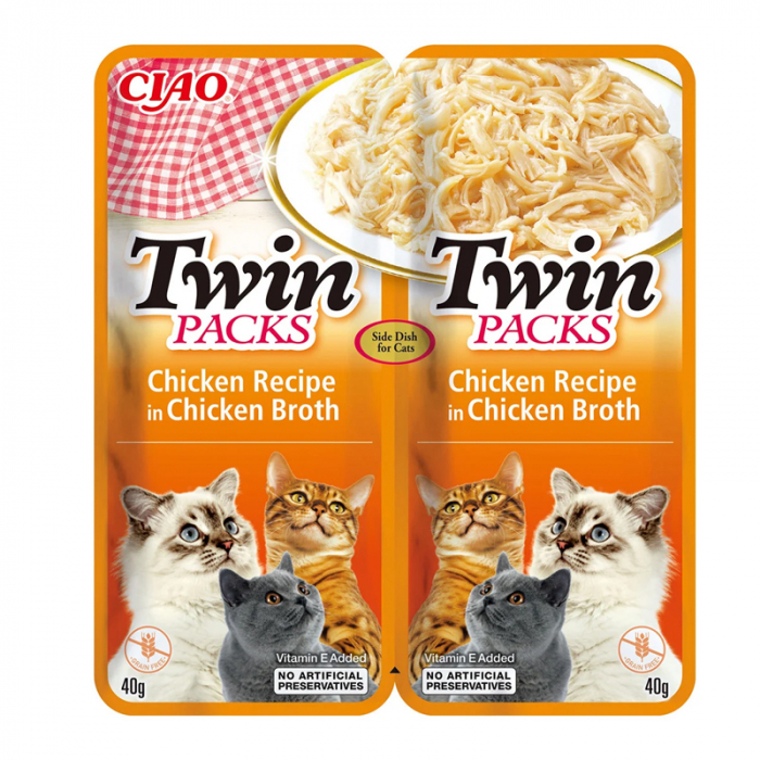 Hrana umeda pentru pisici Ciao Twin cu pui 2 x 40 gr