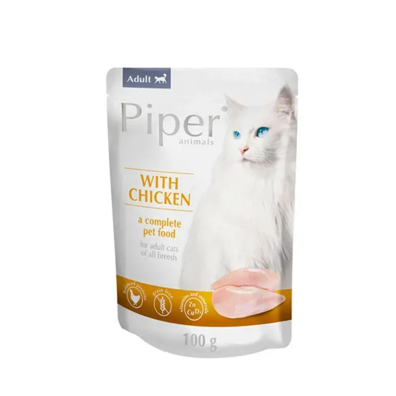 Hrana umeda pentru pisici Piper Adult cu pui 100 gr