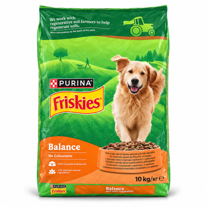 Hrana uscata pentru caini Friskies Balance cu pui  vita  legume 10 kg